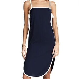 Solid & Striped Disco Slip Dress Women’s Medium Navy White Bows Summer Midi